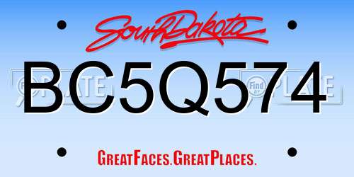 BC5Q574 South Dakota License Plate