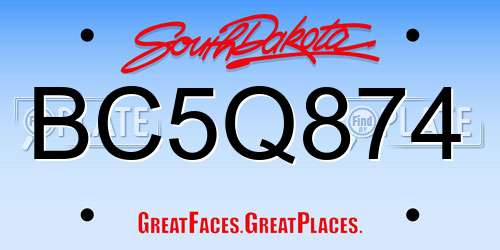 BC5Q874 South Dakota License Plate