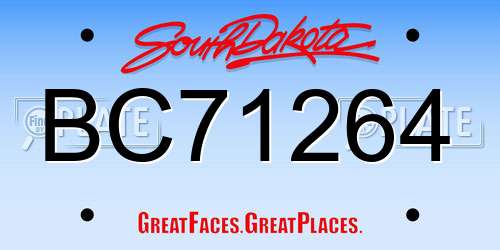 BC71264 South Dakota License Plate