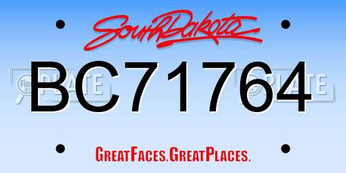 BC71764 South Dakota License Plate