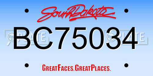 BC75034 South Dakota License Plate