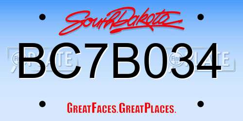 BC7B034 South Dakota License Plate
