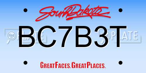 BC7B3T South Dakota License Plate