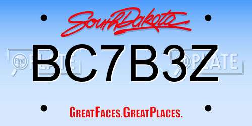 BC7B3Z South Dakota License Plate