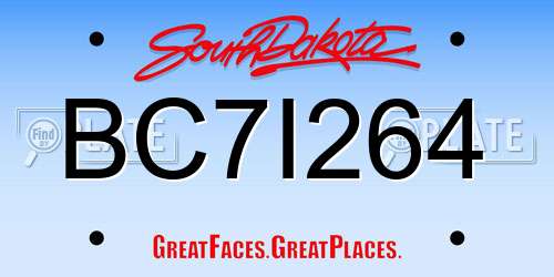 BC7I264 South Dakota License Plate