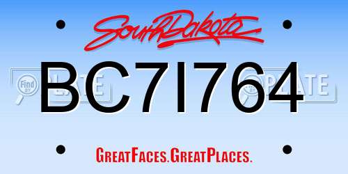 BC7I764 South Dakota License Plate