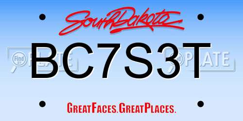 BC7S3T South Dakota License Plate