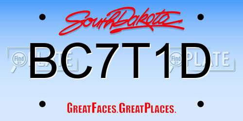 BC7T1D South Dakota License Plate