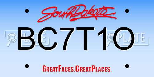 BC7T1O South Dakota License Plate