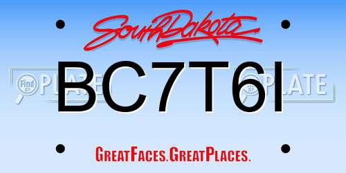BC7T6I South Dakota License Plate
