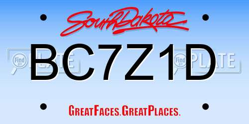 BC7Z1D South Dakota License Plate