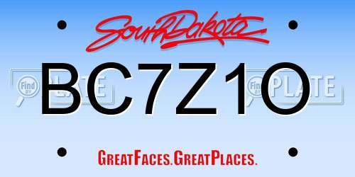 BC7Z1O South Dakota License Plate