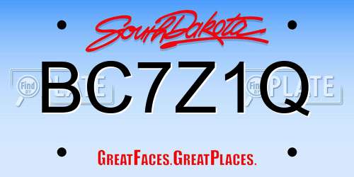 BC7Z1Q South Dakota License Plate