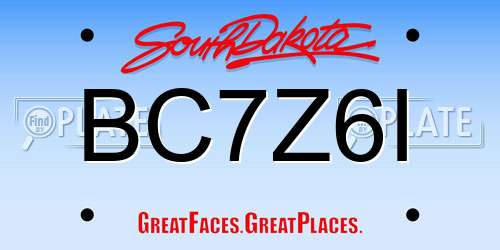 BC7Z6I South Dakota License Plate