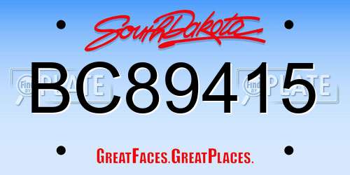 BC89415 South Dakota License Plate