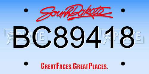 BC89418 South Dakota License Plate