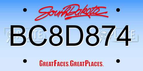 BC8D874 South Dakota License Plate