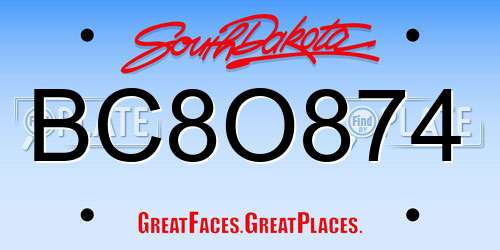 BC8O874 South Dakota License Plate