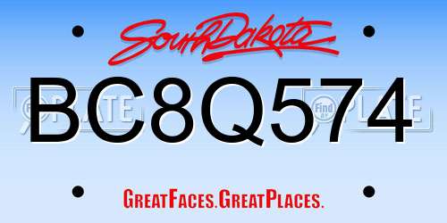 BC8Q574 South Dakota License Plate