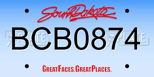 BCB0874 South Dakota License Plate