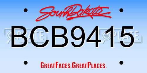 BCB9415 South Dakota License Plate