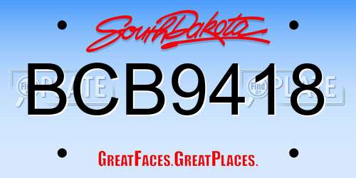 BCB9418 South Dakota License Plate