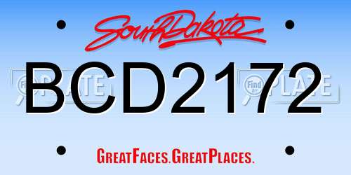 BCD2172 South Dakota License Plate