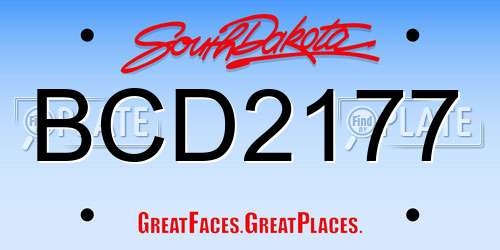 BCD2177 South Dakota License Plate