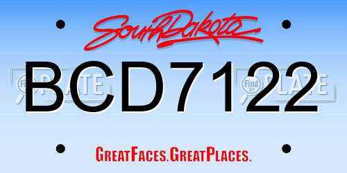 BCD7122 South Dakota License Plate