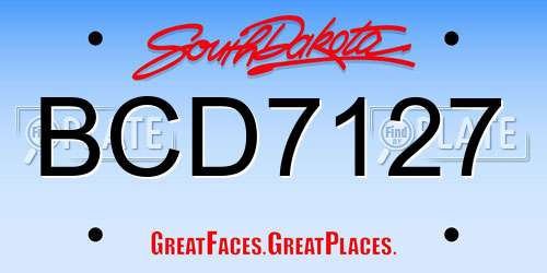 BCD7127 South Dakota License Plate