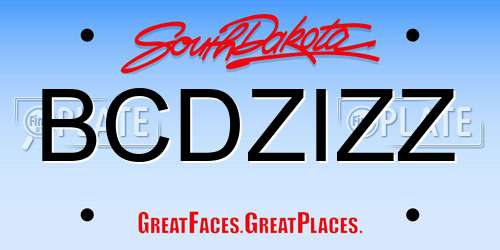 BCDZIZZ South Dakota License Plate