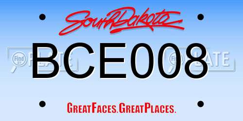 BCE008 South Dakota License Plate