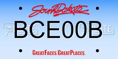 BCE00B South Dakota License Plate