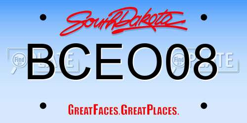 BCEO08 South Dakota License Plate