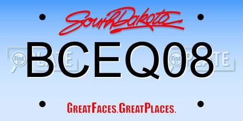 BCEQ08 South Dakota License Plate