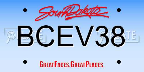 BCEV38 South Dakota License Plate
