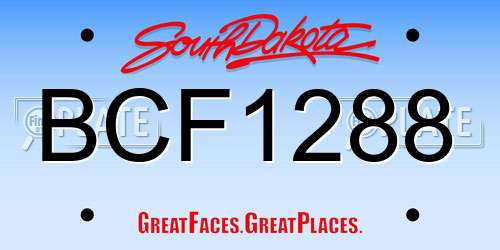 BCF1288 South Dakota License Plate