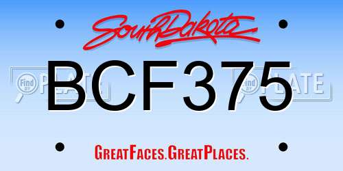 BCF375 South Dakota License Plate