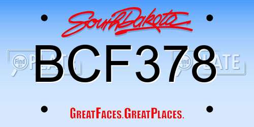 BCF378 South Dakota License Plate