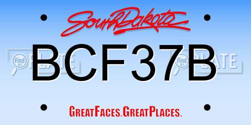 BCF37B South Dakota License Plate