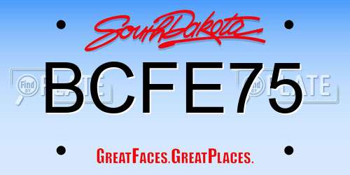 BCFE75 South Dakota License Plate