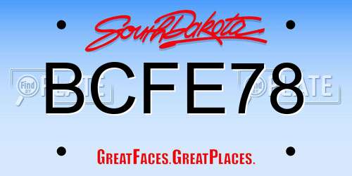 BCFE78 South Dakota License Plate