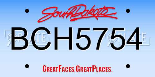 BCH5754 South Dakota License Plate