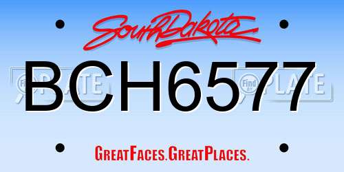 BCH6577 South Dakota License Plate