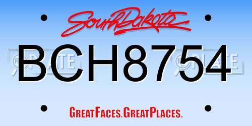 BCH8754 South Dakota License Plate