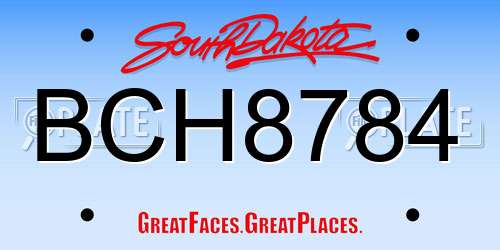 BCH8784 South Dakota License Plate