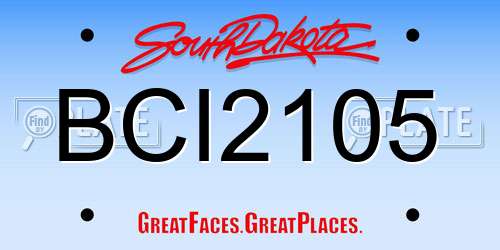 BCI2105 South Dakota License Plate