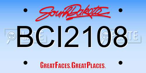 BCI2108 South Dakota License Plate