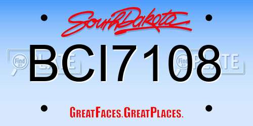 BCI7108 South Dakota License Plate