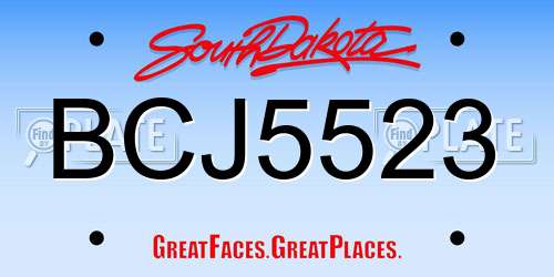 BCJ5523 South Dakota License Plate